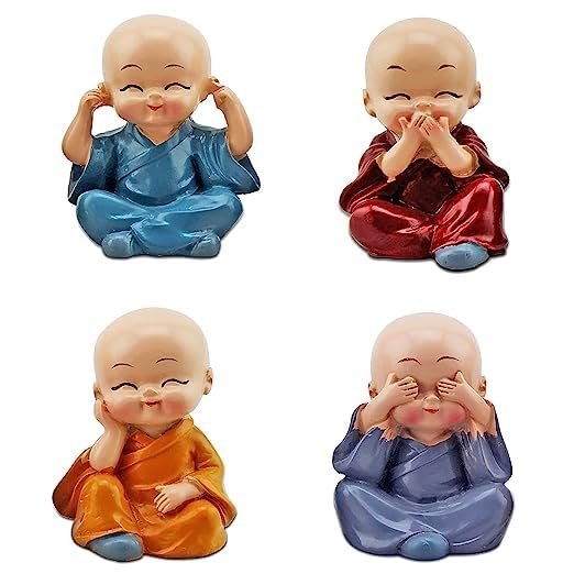 GharSajao Set of 4 Baby Monk Figurines