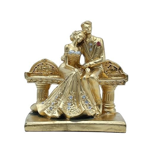 GharSajao Golden Wedding Couple Showpiece