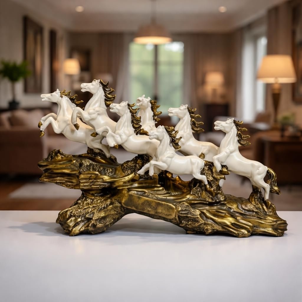 GharSajao Seven Running Horses Vastu Showpiece